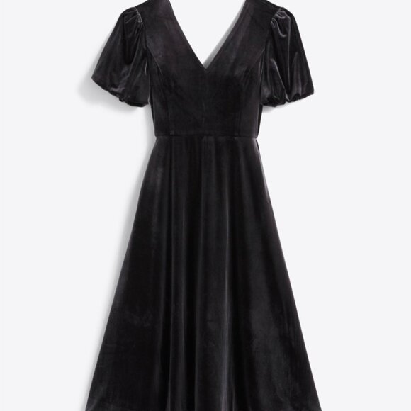 NWT Draper James Vivienne Love Circle Midi Dress in Black Velvet - Picture 1 of 7